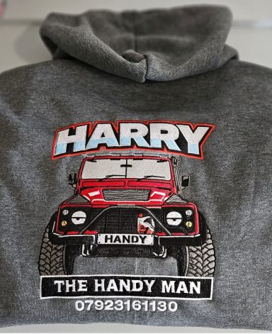 Back logo on a hoodie