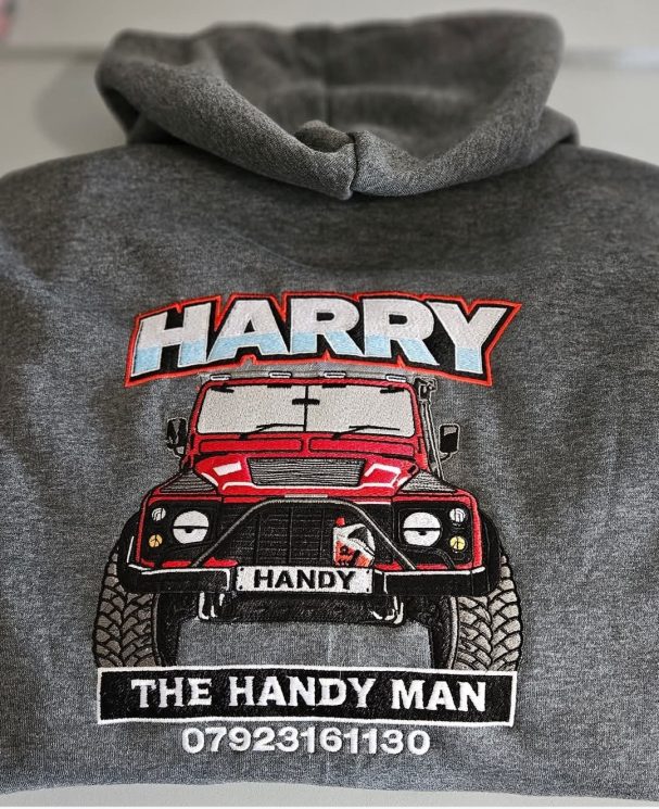 Back logo on a hoodie